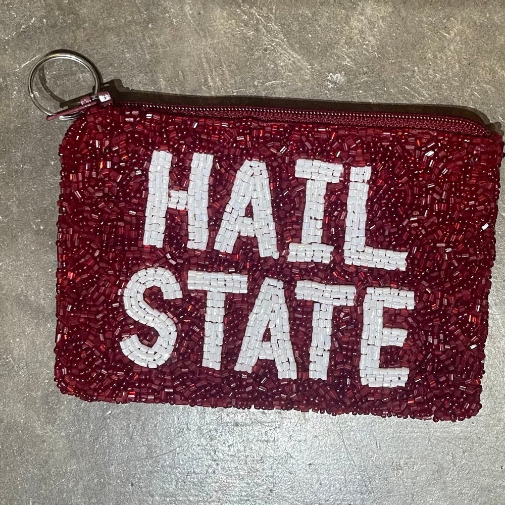 Beaded Small Coin Purse Hail State